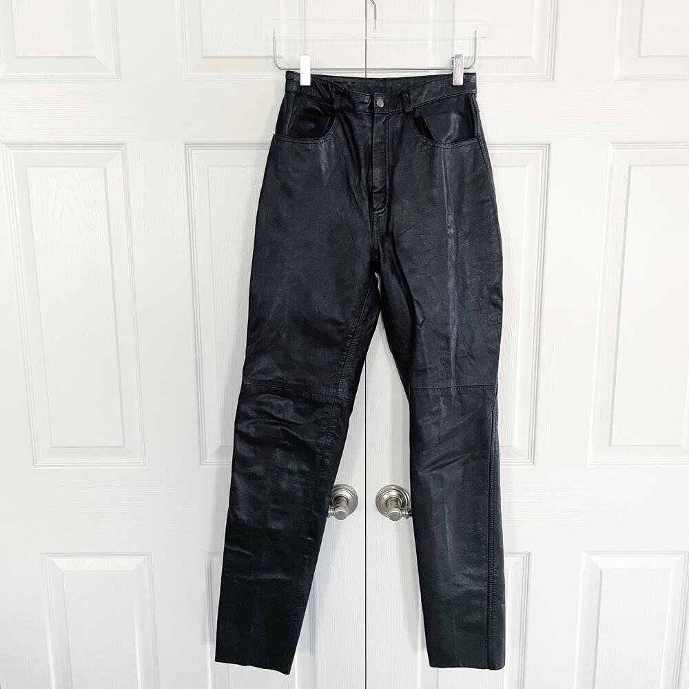 Limited Edition Vintage Black Leather Slim Pants